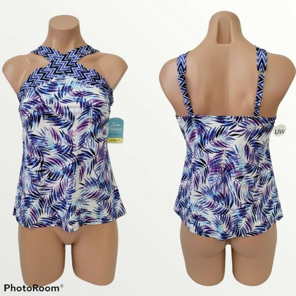 Swim Solutions high neck underwire tankini top - Picture 1 of 4
